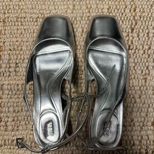 Zara silver mules